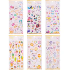 【送料無料】シール キラキラシール 6枚セット 女の子 手帳ステッカー ごほうび DIY用 日記帳用 携帯電話飾り用