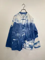 S00548 NOMA t.d｜ノーマティーディー｜CHINA SHIRT｜チャイナシャツ｜TIE DYE｜タイダイ｜BLUE｜ブルー｜WHITE｜ホワイト｜コットン100％｜90S｜Y2K｜古着｜USA古着｜アメカジ｜ヴィンテージ｜今期トレンド｜L｜メンズ