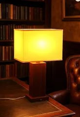 【難あり/米軍放出品】スクエア型 テーブルランプ 布シェード スタンドライト 照明 インテリア 卓上ランプ (120) ☆HA26XK-2-W#26