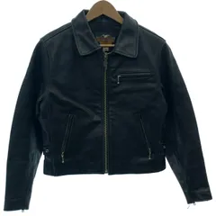 HARLEY-DAVIDSON　レザージャケット　革ジャン　フルジップ　無地　リアルレザー　アメカジ　古着