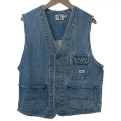 Calvin Klein Jeans　ベスト　Vネック　フルボタン　レイヤード　無地　フロントポケット　古着