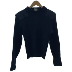 L.L.Bean　ミリタリーセーター　長袖　ニット　トップス　クルーネック　エルボーパッチ　無地　イングランド製　アウトドア　古着