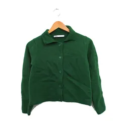 ザラ ZARA ニット カーディガン 長袖 ウール シンプル S グリーン 緑 /KT7