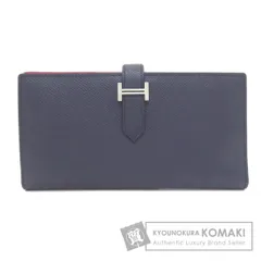 HERMES エルメス ベアンスフレ ブルーインディゴ ローズパープル シルバー金具 長財布（小銭入れあり） エプソン レディース [中古]