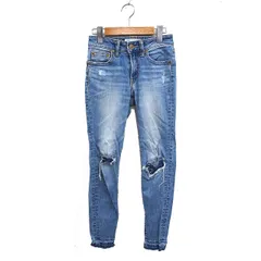 アズールバイマウジー AZUL by moussy デニム ジーンズ スキニー スリム ダメージ加工 XXS ブルー 青 /FT21