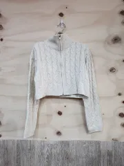 542) ケーブル編み クロップド ジップアップ カーディガン