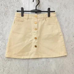 ZARA ザラ 台形 ミニスカート 金ボタン デニム生地 アイボリー Mサイズ ◎、〇□