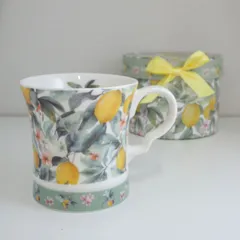 [NI] 未使用　ROYAL ARDEN HOME COLLECTION　ロイヤルアーデン　マグカップ　陶器　ギフトボックス　レモン 柄　グリーン　イエロー