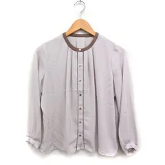 アー・ヴェ･ヴェ ミッシェルクラン a.v.v 配色 シャツ ブラウス 長袖 タック 無地 S モカベージュ /FT33