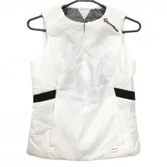 テーラーメイド 中綿ベスト 白×黒 肩ロゴ ハーフジップ  レディース S ゴルフウェア TaylorMade