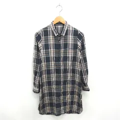 ロッソ ROSSO アーバンリサーチ シャツワンピ ワンピース ひざ下丈 チェック ステンカラー 薄手 長袖 F ブラック ベージュ 黒 薄茶 /TT