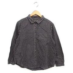 サマンサモスモス SM2 ステンカラー シャツ ブラウス ギンガムチェック コットン 綿 タック ラウンドヘム 長袖 M 紺 ネイビー グレージュ /NT28