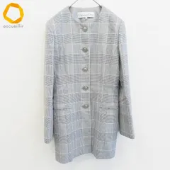 クリスチャンディオール Christian Dior ヴィンテージ ジャケット ノーカラー ロング チェック ロゴボタン ラメ レディース [x991919]