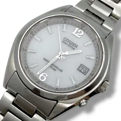 稼働 シチズン 腕時計 電波ソーラー デイト ホワイト ts158