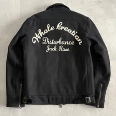 ジャックローズ ウールライダースジャケット チェーン刺繍 黒 S位