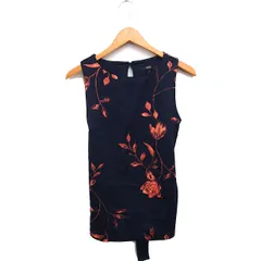 NEXT フラワープリント タンクトップ リボン UK8 ネイビー 紺 /FT11