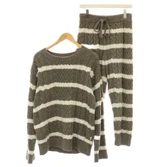 ジェラートピケオム GELATO PIQUE HOMME ルームウェア セットアップ ボーダー 長袖 パンツ M グレー 白 205912 /☆G