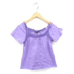 23区 オンワード樫山 カットソー Tシャツ スクエアネック レース 綿 コットン 半袖 38 パープル 紫 /TT