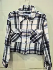 ZARA チェック クロップド シャツ ジャケット