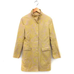 マカフィー MACPHEE トゥモローランド スタンドカラー コート ミドル ボタニカル柄 比翼仕立て コットン 綿 38 ベージュ 黄 イエロー /NT30