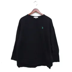 ユーエスポロアッスン U.S. POLO ASSN. ロングスリーブ Tシャツ 丸首 ロゴ刺繍 コットン 綿 L ブラック 黒 /FT38