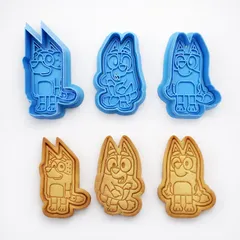 3個セット ブルーイ　クッキー型　ビンゴ　Bluey 青 大きめ　プラスチック製  バレンタイン ホワイトデー プレゼント お祝い ギフト 抜き型 かわいい おしゃれ 手作り 3D 立体のサムネイル