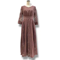 美品 ASAKURA アサクラ プリーツ×レース ドレスワンピース ダスティピンク サイズM 定価¥14960 ロングワンピース 七分袖 パーティ 結婚式 謝恩会 フォーマル レディース 春 ゴーゴー古着マルイ草加店3158