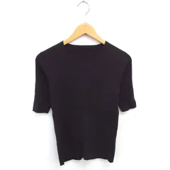 スピック&スパン Spick&Span ニット セーター リブニット 丸首 ウール混 五分袖 F 茶 ダークブラウン /TT