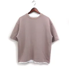 グローバルワーク GLOBAL WORK ライトクッション クール フェイクレイヤード Tシャツ 半袖 丸首 無地 S モカブラウン /FT23