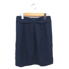 ロペピクニック ROPE Picnic タック 台形 スカート ひざ丈 薄手 無地 シンプル 40 ネイビー 紺 /TT