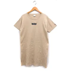 コンバース CONVERSE Tシャツ ワンピース 半袖 ひざ丈 丸首 スリット ロゴ コットン 綿 F ベージュ /FT17