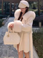 ファー取り外し可能) フード 袖 ボリューム感 ファー ウール レディース コート