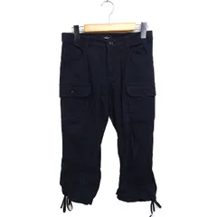 レストローズ L'EST ROSE カーゴ クロップド パンツ ギャザー フリル 無地 綿麻 2 ブラック 黒 /FT40