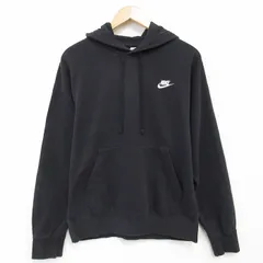 L/古着 ナイキ NIKE 長袖 スウェット パーカー メンズ ワンポイントロゴ クルーネック 黒 25dec09
