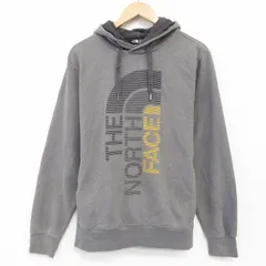 L/古着 ノースフェイス 長袖 スウェット パーカー メンズ ビッグロゴ グレー 霜降り 25dec09