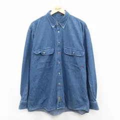 XL/古着 ティンバーランド 長袖 ブランド シャツ メンズ 90年代 90s 大きいサイズ コットン ボタンダウン 紺 デニム 25dec09のサムネイル