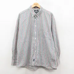 XL/古着 ドッカーズ 長袖 ブランド シャツ メンズ 90年代 90s 大きいサイズ コットン ボタンダウン 白他 ストライプ 25dec09