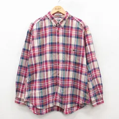 XL/古着 ドッカーズ 長袖 ブランド シャツ メンズ 90年代 90s ワンポイントロゴ コットン ボタンダウン 薄ベージュ他 チェック 25dec09