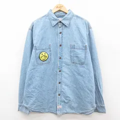 XL/古着 リーバイス Levis シグネチャー 長袖 ブランド シャツ メンズ 00年代 00s スマイル 大きい コットン 薄紺 デニム 25dec09