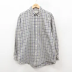 XL/古着 エディーバウアー 長袖 ブランド シャツ メンズ 00年代 00s コットン ボタンダウン 白他 チェック 25dec09