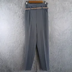 スラックス パンツ きれいめ美脚 テーパードベルト付き グレー アンクルパンツ センタープレス レディース〇□