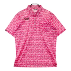 サイズ：LL FILA GOLF フィラゴルフ  半袖ポロシャツ ボタンダウン 総柄 ピンク系 [240101606425] ゴルフウェア メンズ ストスト