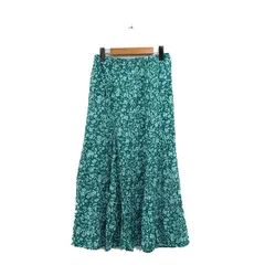 アズールバイマウジー AZUL by moussy フレア スカート ロング 花柄 M グリーン 緑 /KT5