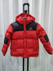 EIDER フード ダウン アウター レッド/ブラック 130 ダウン