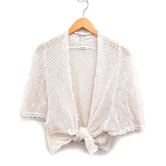 コーエン coen メッシュ ニット カーディガン 透かし編み コットン 綿 オフホワイト 白 /FT28