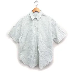 アルマデザイン Alma Design ストライプ シャツ 半袖 オーバーサイズ コットン 綿 L ホワイト 白 グリーン 緑 /FT17