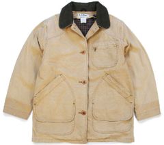 90s USA製 L.L.Bean PRIMALOFTプリマロフト 中綿入りライナー付き ダック地 フィールドコート 茶 フェード W-S★ジャケット オールド