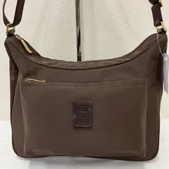 8825　DAKS　ダックス　ショルダーバッグ　 斜めがけ　紐調節可能　ブラウン系　 茶　ナイロン　軽量　無地✕チェック　 レディース