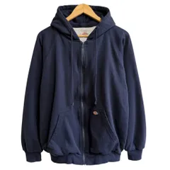 Dickies ディッキーズ フルジップパーカー ジップアップパーカー 裏地ワッフル ロゴプリント 紺 ネイビー Mサイズ No.M292