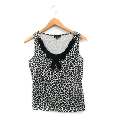 エポカ EPOCA カットソー Tシャツ ノースリーブ リボン ヒョウ柄 40 ブラック 黒 /KT15
